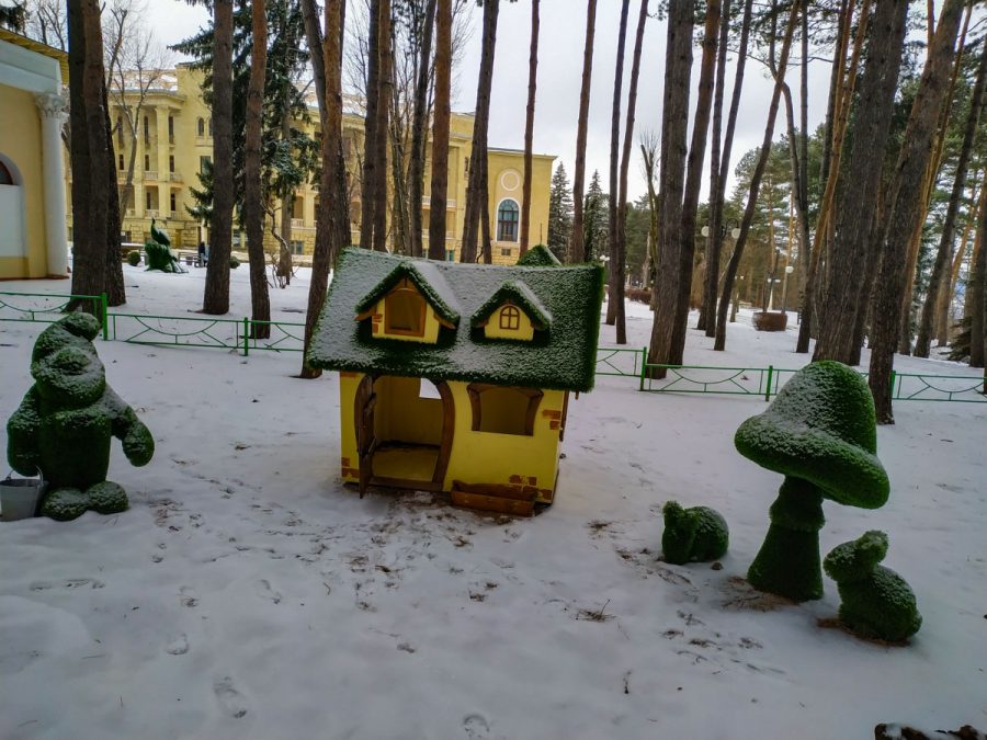 Зеленые скульптуры (Топиарии) в санатории Орджоникидзе в городе Кисловодске - фотография